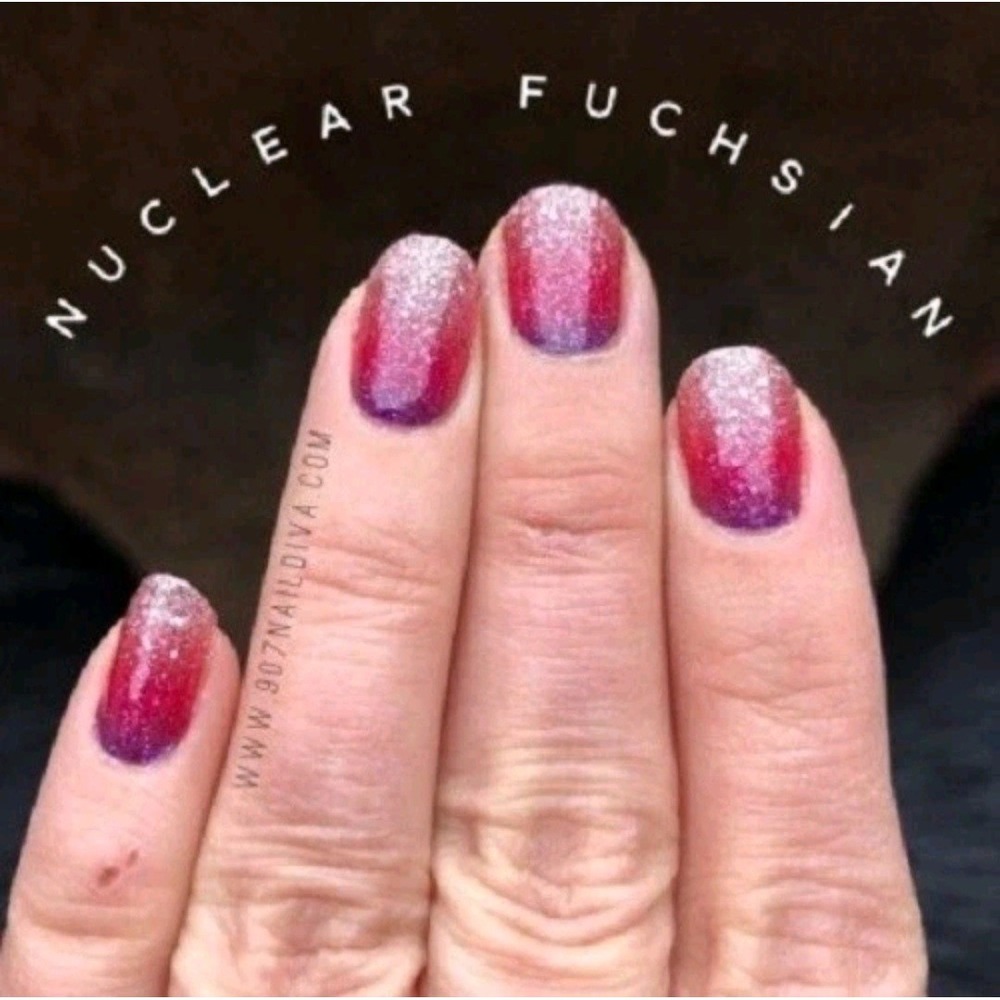 Color Street Nail Polish Strips NUCLEAR FUCHSIAN Holographic Glitter Retired